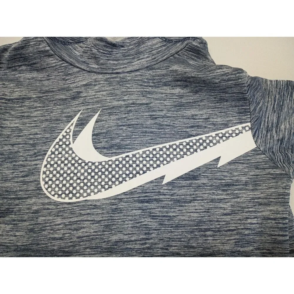 Nike Dri-fit Pullover Hoodie Youth Kids Sz M Front Pocket Fleece Lined Blue/Grey